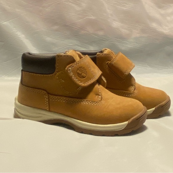 Timberland Kids Brown Boots with Velcro Strap - Picture 1 of 4